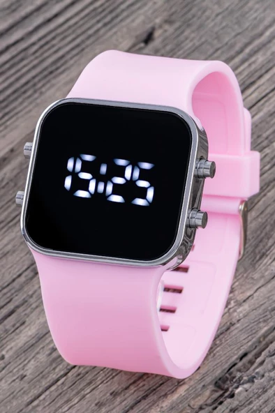 Trend Model Pembe Renk Silikon Kordonlu Led Kadın Genç Kız Kol Saati ST-304322