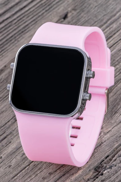 Trend Model Pembe Renk Silikon Kordonlu Led Kadın Genç Kız Kol Saati ST-304322 - 2