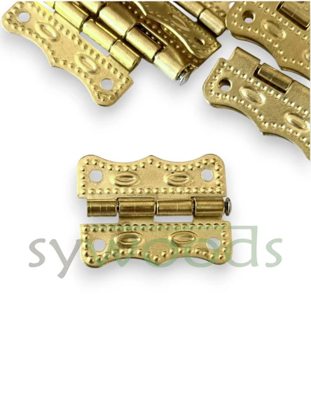 4 Adet Büyük Papatya Menteşe ve Vida Sarı Kutu ve Sandık Menteşesi Hobi Maket - Resim 3