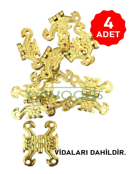 4 Adet Sarı Kelebek Menteşe Kutu ve Sandık Menteşesi Hobi Maket - Resim 1