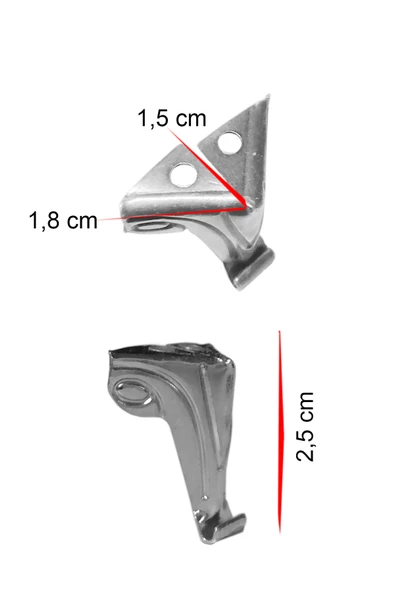 DEKORATİF SANDIK KUTU AYAK 4 ADET NİKEL 2,5 CM - 5