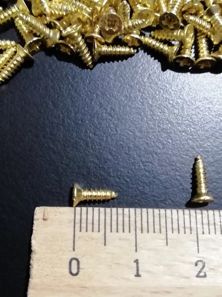 100 ADET 7,5 MM MİNİ HOBİ VİDASI  SARI - 3