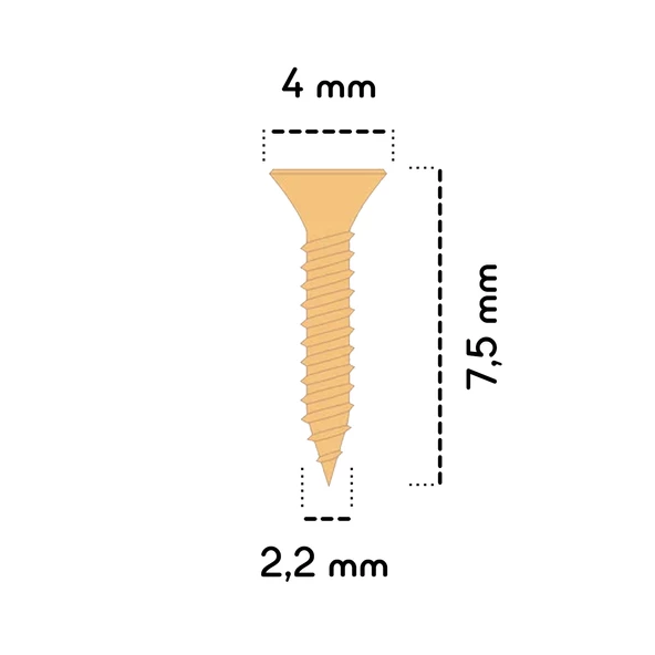 100 ADET 7,5 MM MİNİ HOBİ VİDASI  SARI - 2