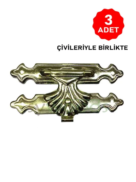 Büyük tavla klips 3 adet No:4 kutu kapak kilit sarı