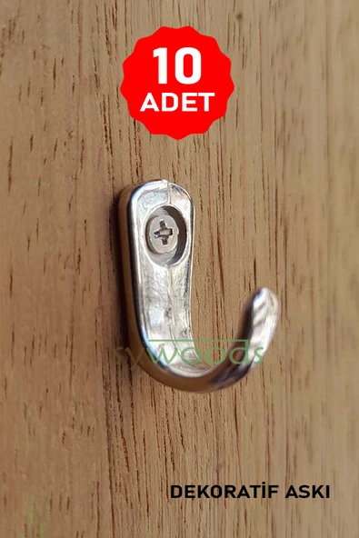 Küçük Askı Nikel Dekoratif Tekli Bijuteri Askılık Aksesuarı 10 Adet - 1