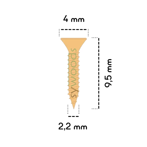 100 Adet 9,5 mm Mini Hobi Vidası  Sarı - 2