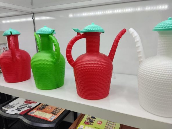 Kapaklı Plastik İbrik 2 Litre Kabartma Desenli Su ibriği Koku Yapmaz 1 Kalite Özel Plastikten Üretim - 2