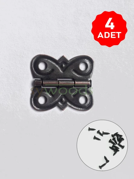 4 Adet Eko Menteşe Oksit Ve Vidaları 20x18 mm Kutu ve Sandık Menteşesi Hobi Maket