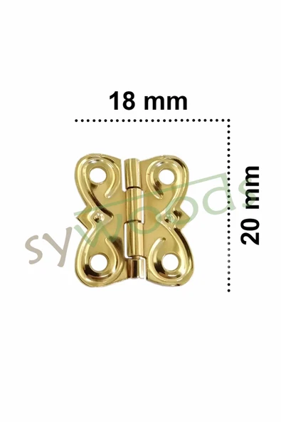 4 Adet Eko Menteşe Sarı ve Vidaları 20x18 mm Kutu ve Sandık Menteşesi Hobi Maket - 4