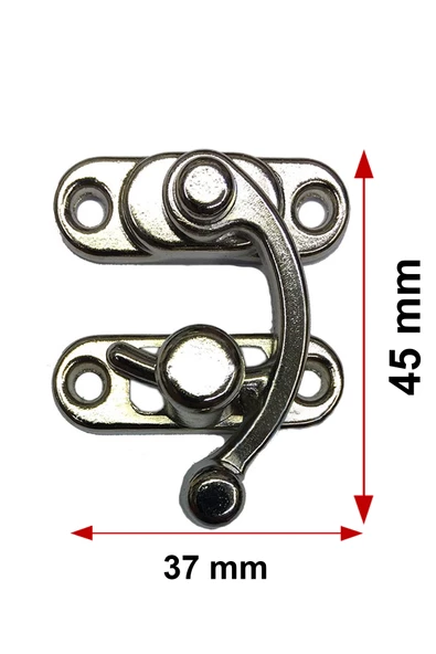 2 ADET BÜYÜK BOY YAY GÖZÜ KANCALI KİLİT NİKEL KUTU SANDIK VE KAPAK KLİPSİ 37X45 MM - 3