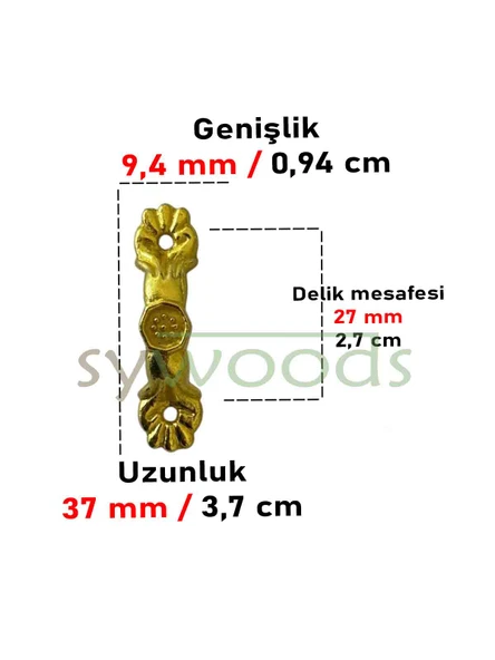 Dekoratif Mini Zamak Kulp 10 Adet Vidalı Kutu Sandık Aksesuar Sarı - 2