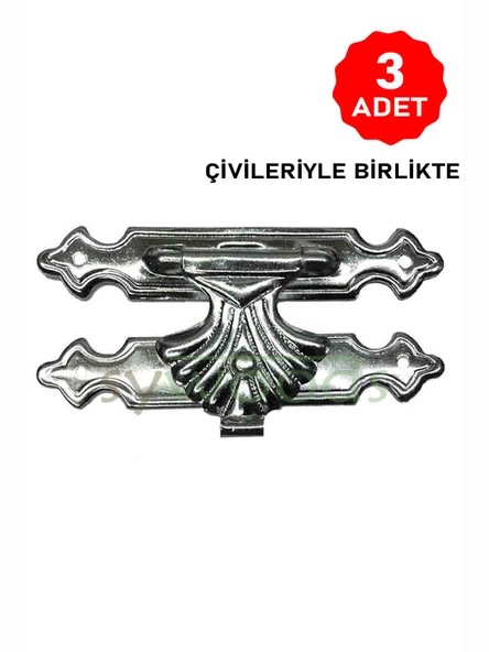 Büyük tavla klips 3 adet No:4 kutu kapak kilit nikel