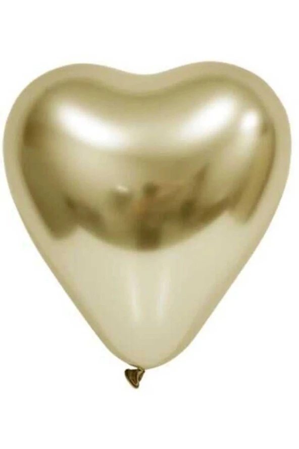 Balonevi 12" Krom Kalp Gold 12 İnç Kalp Şekilli Gold Balon (50 Li Paket)