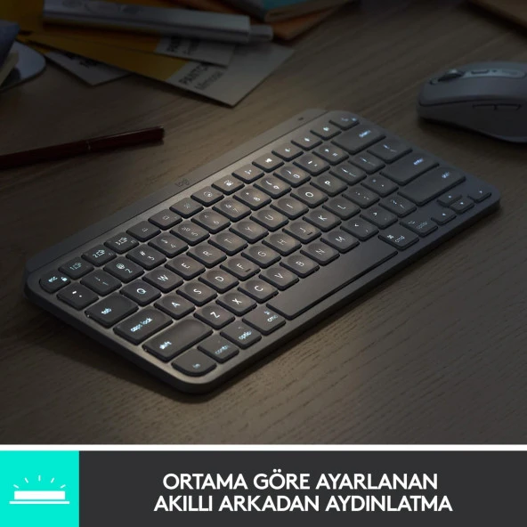 Logitech MX Keys Mini Minimalist Kablosuz Bluetooth Aydınlatmalı Türkçe Q Klavye - Siyah - Resim 4