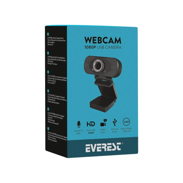 Everest SC-HD03 1080P Full HD Webcam Usb Pc Kamera+Tripod - Resim 7