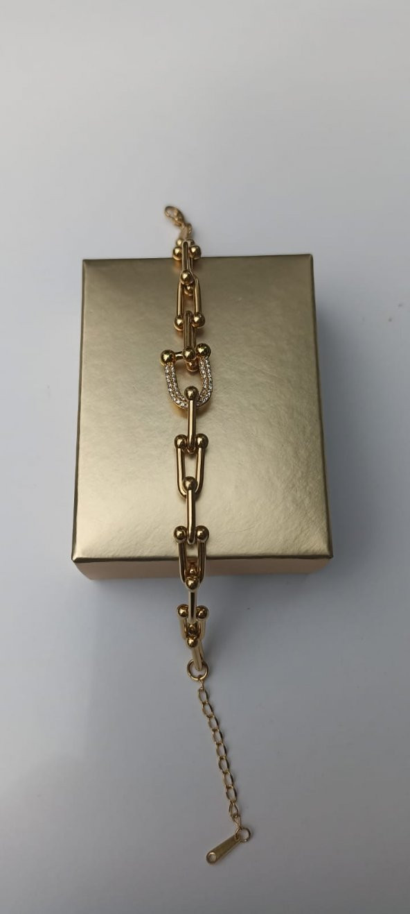 World Store  Çelik bileklik taşlı zincir model  Golt