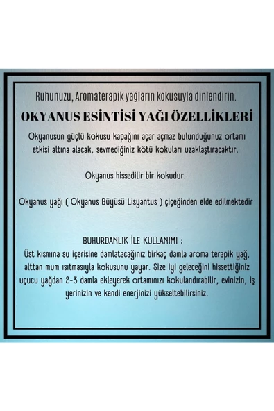 Okyanus Esintisi Buhurdanlık Yağı 10 Ml - 3'lü Eko Paket Doğal Uçucu Yağ - Resim 3