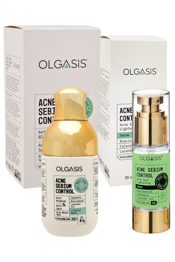 Acne Sebium Control Mask Akne Kurutucu Maske 100 Ml  +  AHA 5 Serum Akne Kurutucu Cilt Serumu 30 Ml