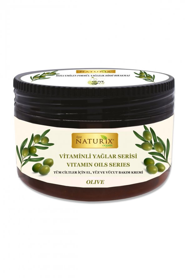 Vitaminli Yağlar Serisi ZeytinYağlı Özlü El Yüz Vücut Kremi 250 Ml Yoğun Nem Terapisi