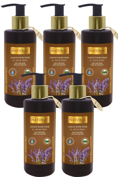 Lavanta Özlü El, Yüz ve Vücut Kremi 250 Ml - 5'li Eko Paket Nemlendirici ve Onarıcı Vücut Losyonu