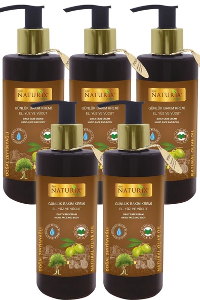 Zeytinyağlı El, Yüz ve Vücut Kremi 250 Ml - 5'li Eko Paket Nemlendirici ve Onarıcı Vücut Losyonu