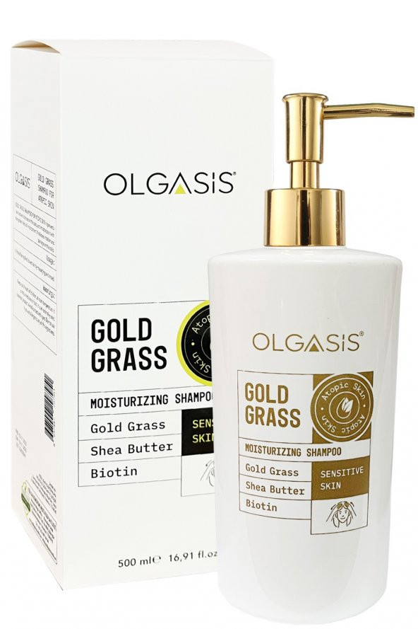Gold Grass Shampoo Kepek Sedef Egzama Günlük Bakım Şampuanı Biotin - Altın Otu - Shea Butter 500Ml