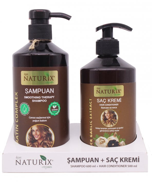 2li 600 Ml Doğal Keratin Bakım Şampuan Natural Şampuan 500 ml Siyah Sarımsak Saç Kremi