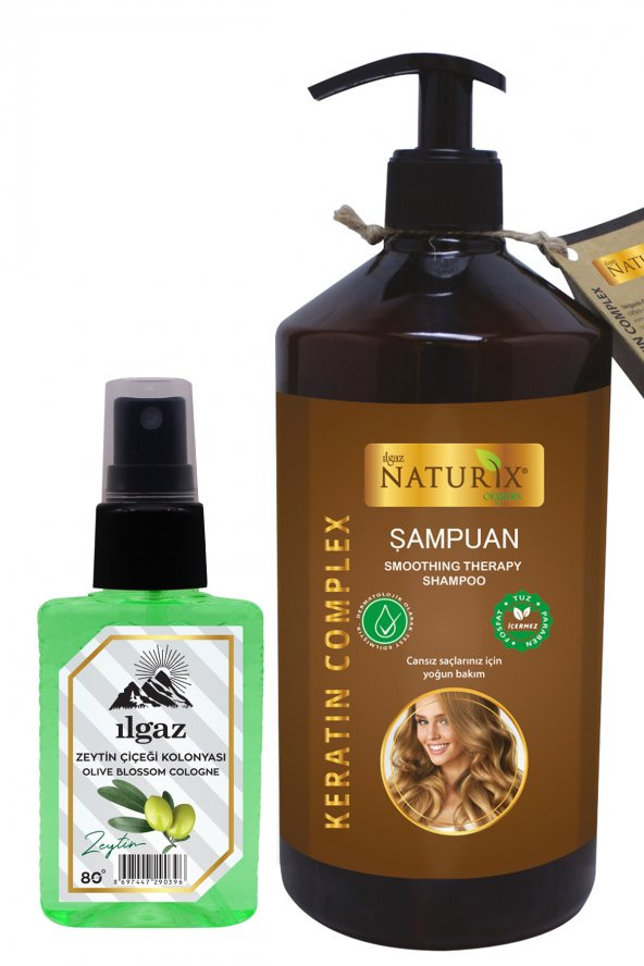 Saç Uzatan Formül Bitkisel Keratin Bakım Şampuan 600 Ml + 50 Ml Sprey Zeytin Çiçeği Kolonyası