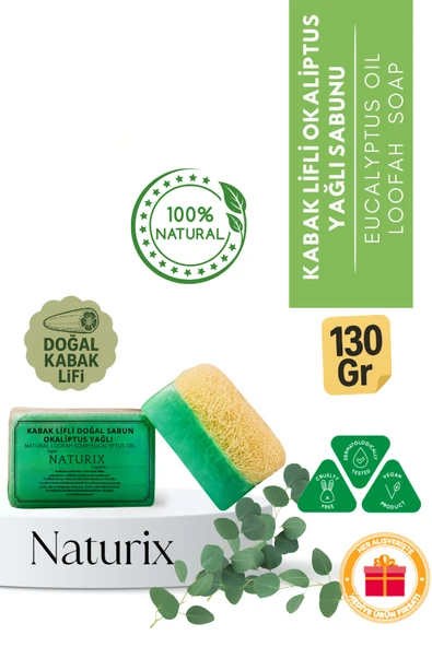 Naturix Kabak Lifli Okaliptus Yağlı Sabun 130 Gr Nemlendirici, Peeling Etkili ve Arındırıcı Sabun