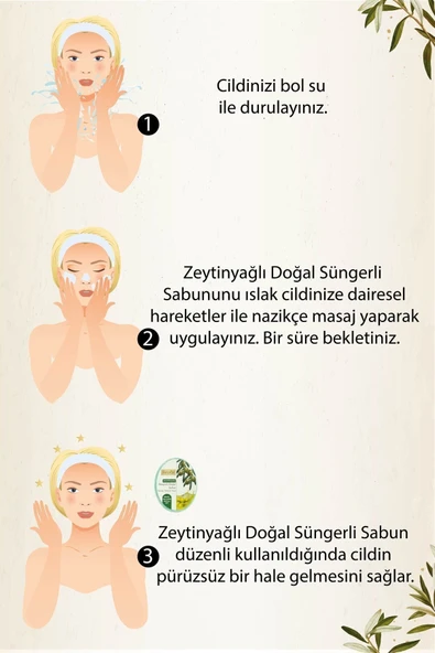 Zeytinyağlı Süngerli Sabun 150 Gr - Doğal Nemlendirici ve Arındırıcı Cilt Bakımı - 3