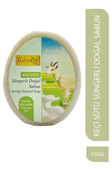 Keçi Sütü Süngerli Sabun 150 gr - Peeling Etkili, Kurutucu, Yenileyici