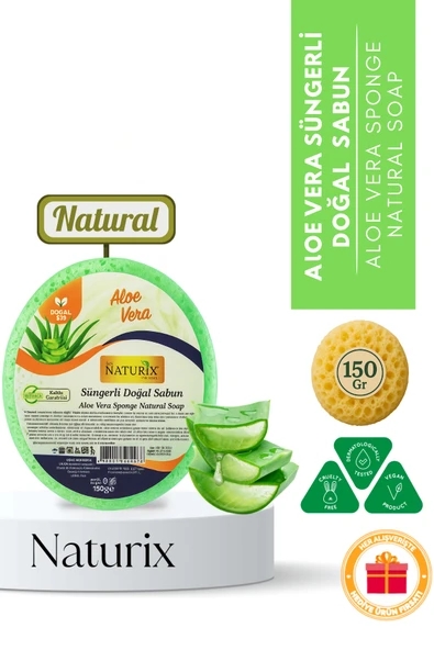 Aloe Vera Süngerli Sabun 150 Gr - Kuru Ciltler İçin Nemlendirici ve Akne Kurutucu