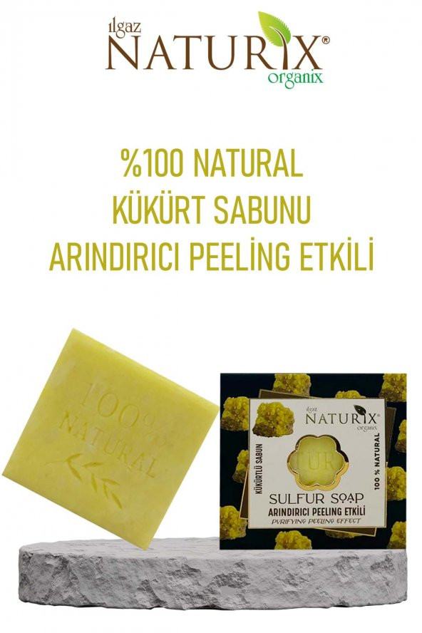 Natural Kükürtlü Sabun Arındırıcı Peeling Etkili Sebium Dengeleyici 100 Doğal Sulfur Soap