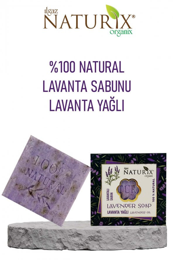 Natural Lavantalı Sabun Arındırıcı Akne Kurutucu Onarıcı Cilt Ve Saç İçin 100 Doğal Lavender Soap