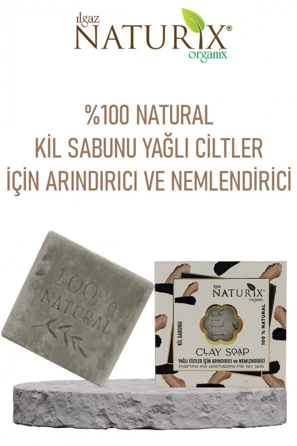 Natural Kil Sabun Yağlı Ciltler İçin Arındırıcı Nemlendirici Siyah Nokta Karşıtı Doğal Clay Soap