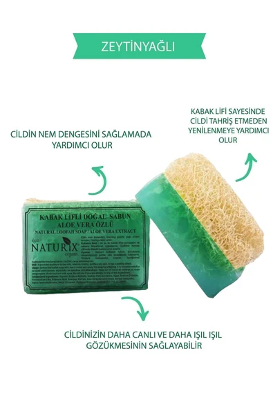 Naturix Kabak Lifli Zeytinyağlı Sabun 130 Gr - Peeling Etkili Nemlendirici ve Arındırıcı Sabun