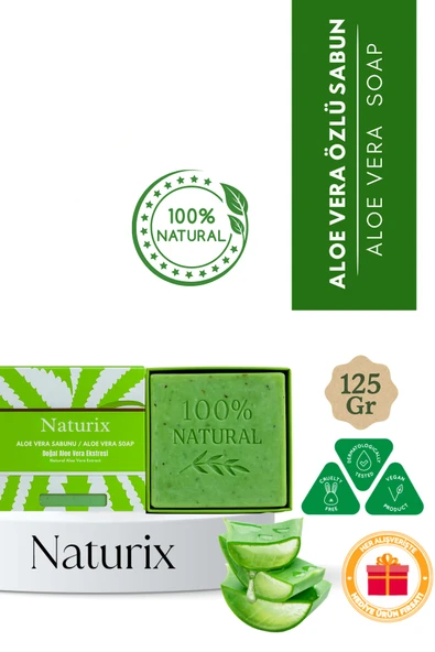Naturix Aloe Vera Sabunu 125 Gr - Kuru Ciltler İçin Nemlendirici, Akne Kurutucu ve Doğal Cilt Bakımı