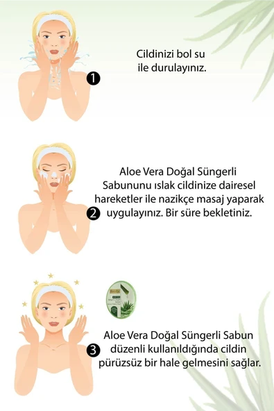 Aloe Vera Süngerli Sabun 150 Gr - Kuru Ciltler İçin Nemlendirici ve Akne Kurutucu - 4