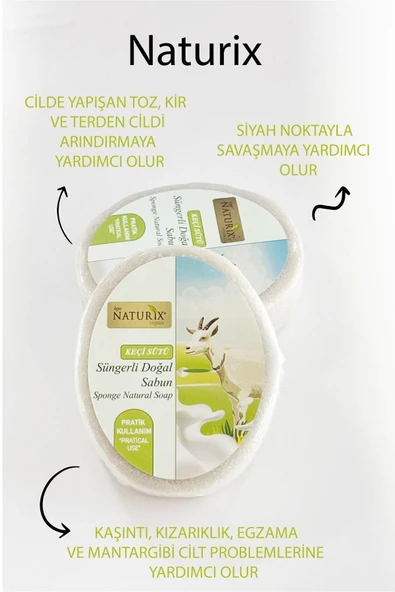 Keçi Sütü Süngerli Sabun 150 gr - Peeling Etkili, Kurutucu, Yenileyici - 4