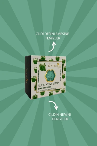 Naturix Aloe Vera Sabunu 125 Gr - Kuru Ciltler İçin Nemlendirici, Akne Kurutucu ve Doğal Cilt Bakımı - 3