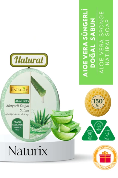 Aloe Vera Süngerli Sabun 150 Gr - Kuru Ciltler İçin Nemlendirici ve Akne Kurutucu