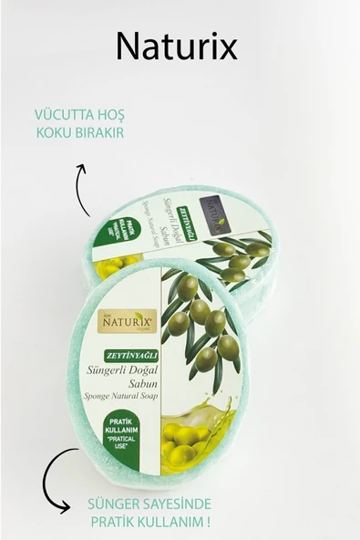 Zeytinyağlı Süngerli Sabun 150 Gr - Doğal Nemlendirici ve Arındırıcı Cilt Bakımı - 5