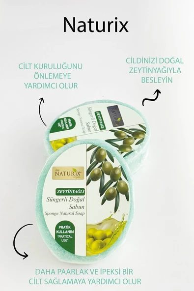 Zeytinyağlı Süngerli Sabun 150 Gr - Doğal Nemlendirici ve Arındırıcı Cilt Bakımı - 4