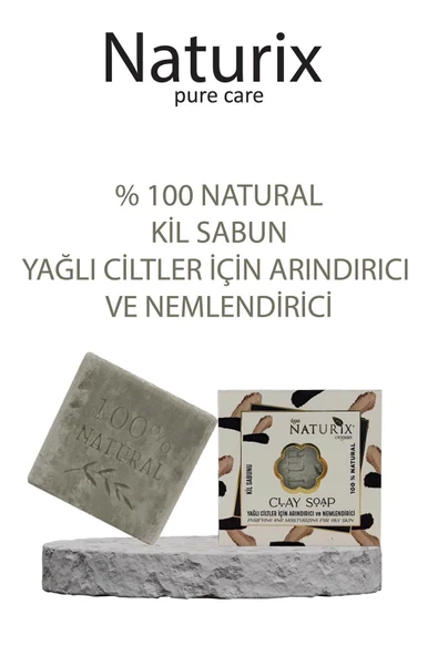 Naturix Kil Sabunu 125 Gr - Yağlı Ciltler İçin Arındırıcı, Siyah Nokta Karşıtı, Nemlendirici Sabun