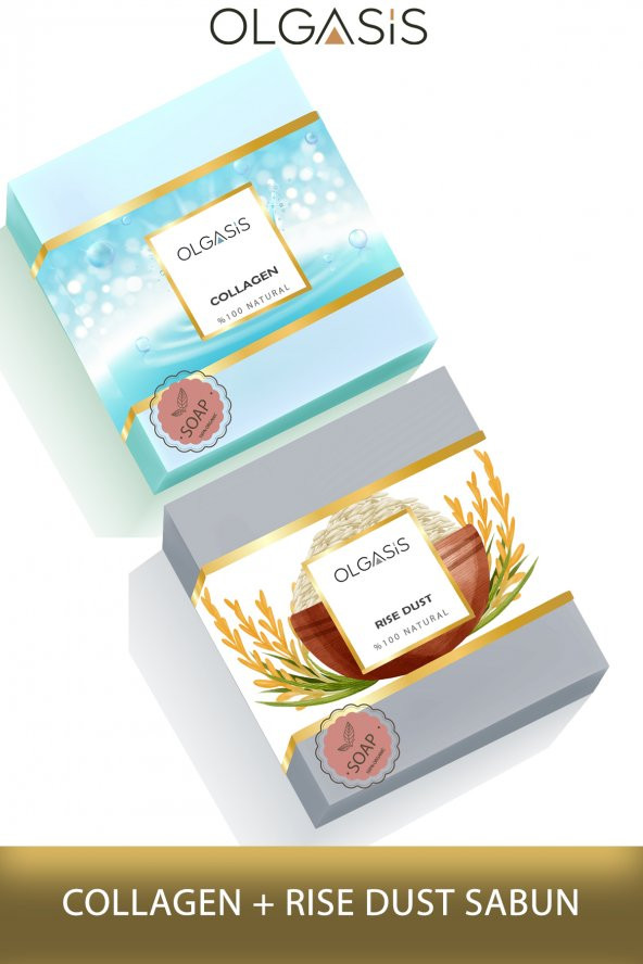 Collagen Kırışıklık Önleyici Canlandırıcı Sabun + Rise Dust Cilt Beyazlatıcı Pirinç Tozu Sabunu - 1