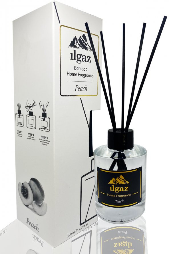 Home Fragrance Şeftali Oda Kokusu 120 Ml Bambu Çubuklu Kalıcı Ortam Kokusu Meyve Aromalı