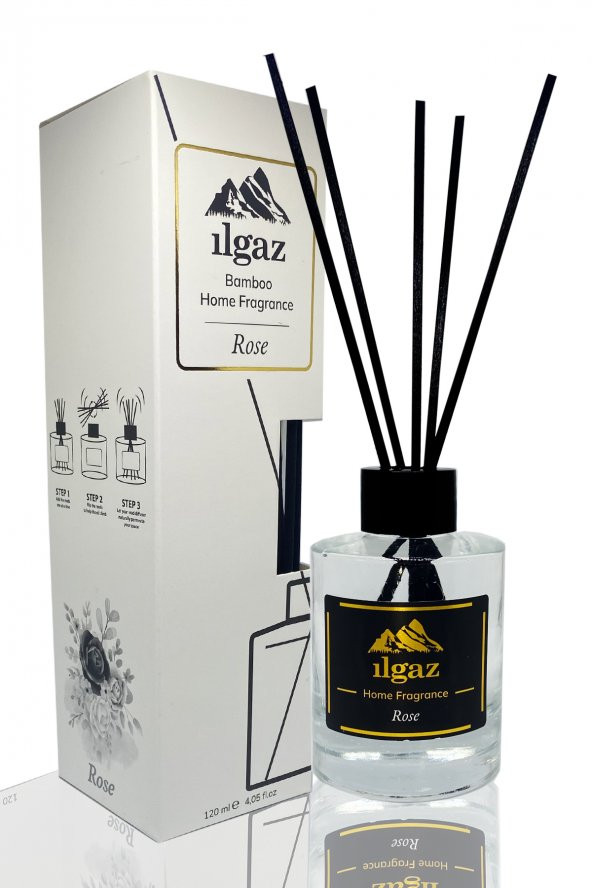 Gül Bambu Çubuklu Oda Kokusu 120 Ml - Home Fragrance Kalıcı Rose Ortam Kokusu