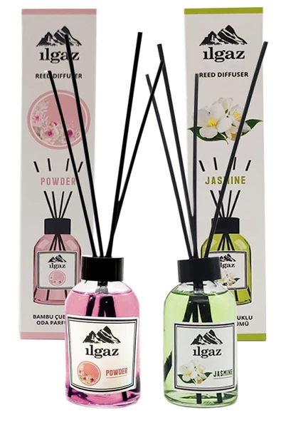 Pudra Bambu Çubuklu Oda Kokusu 110 Ml & Jasmine Bambu Çubuklu Oda Kokusu 110 Ml - 2'li Kalıcı ve Doğal Ortam Kokusu Seti