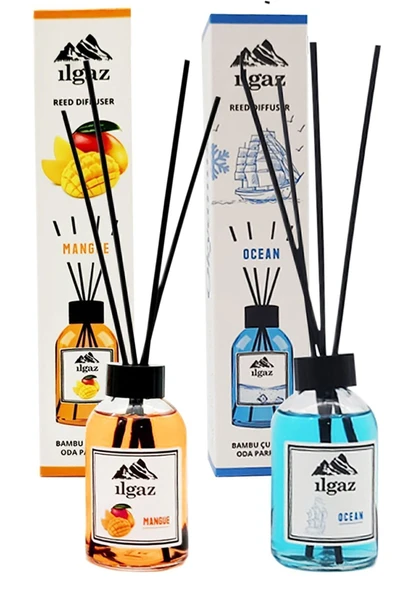 Okyanus Bambu Çubuklu Oda Kokusu 110 Ml & Mango Bambu Çubuklu Oda Kokusu 110 Ml - 2'li Kalıcı ve Doğal Ortam Kokusu Seti ürün görseli 1