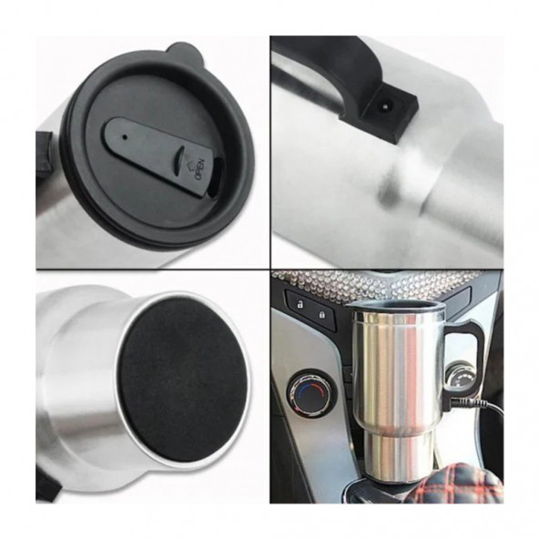 Araç İçi 12Volt Çelik Su Isıtıcı Termos - 2